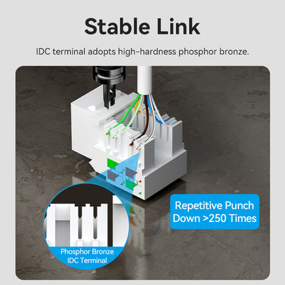 Cat6 Unshielded Keystone Jack White Plastic Type