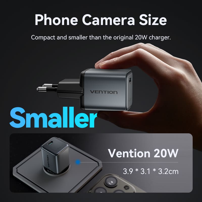 Vention 1-Port USB-C GaN Charger 20W EU-Plug