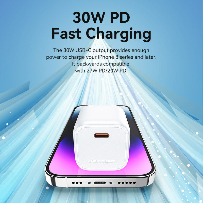 Vention 1-Port USB-C GaN Charger 30W EU-Plug