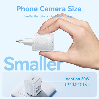 Vention 1-Port USB-C GaN Charger (20W) with USB-C to USB-C Cable