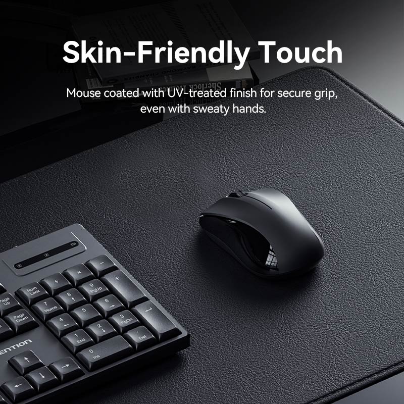 Vention Wireless Full-Sized Silent Keyboard and Mouse Combo Black Slim Type