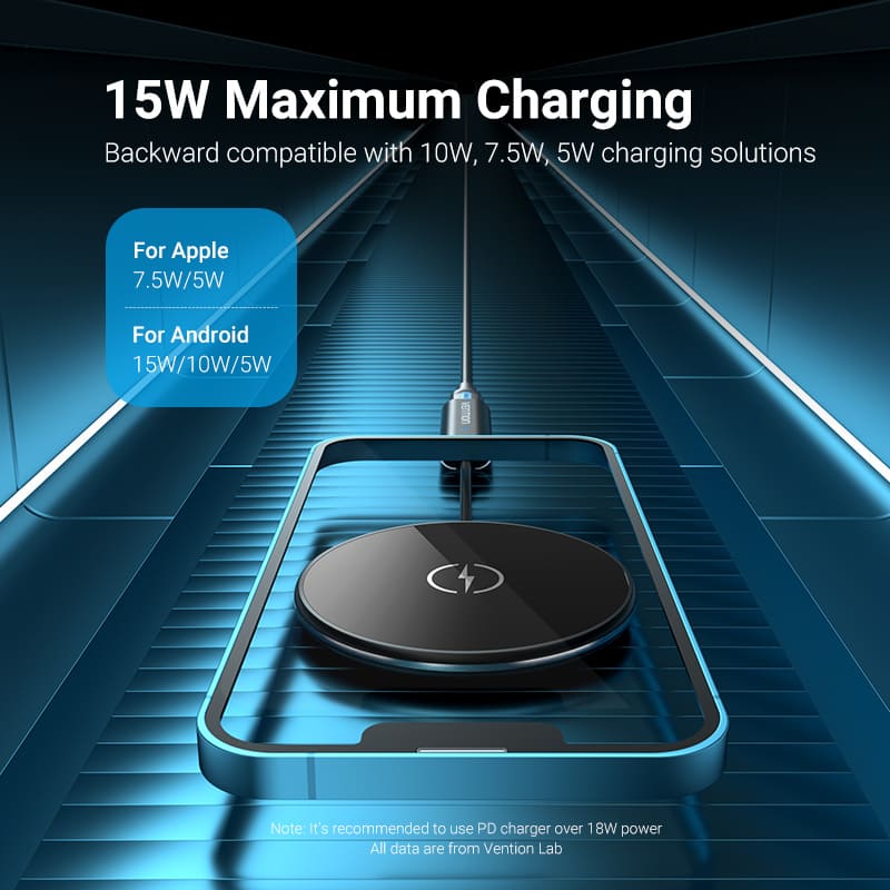 Magnetic Wireless Charger 15W Ultra-thin Mirrored Surface Type 0.05M Black