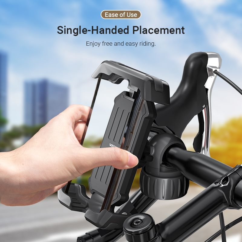 Support de téléphone de vélo à verrouillage rapide avec bouton, Type ABS carré noir