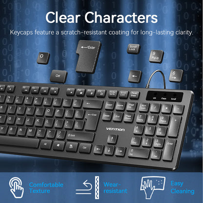 USB Wired Full-Sized Keyboard and Mouse Combo Black Slim Type