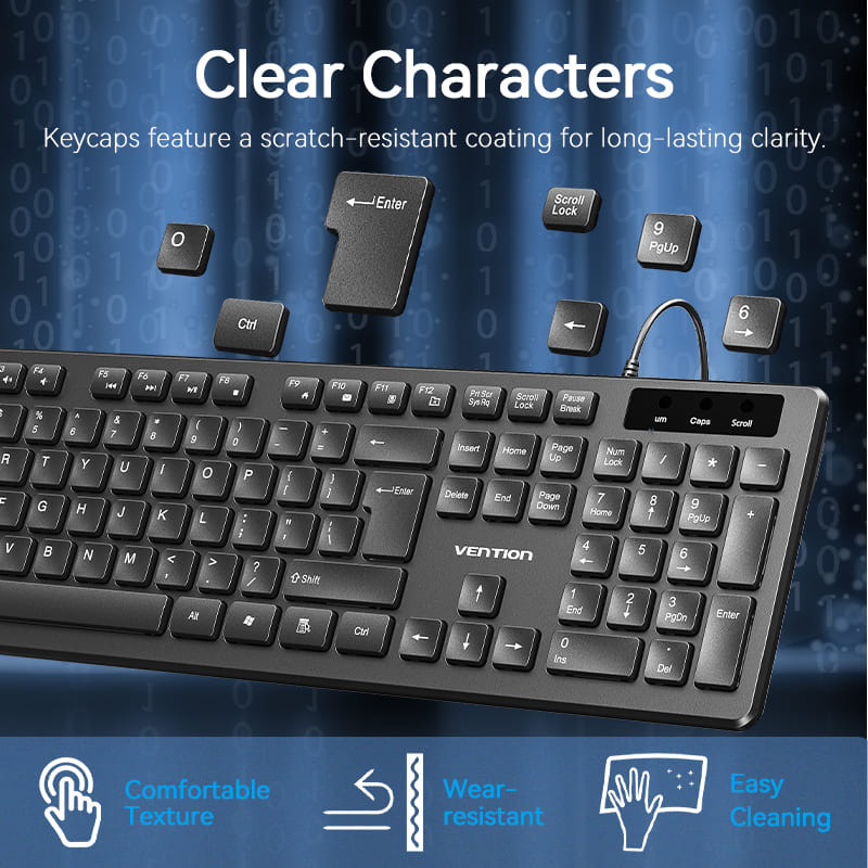 USB Wired Full-Sized Keyboard and Mouse Combo Black Slim Type