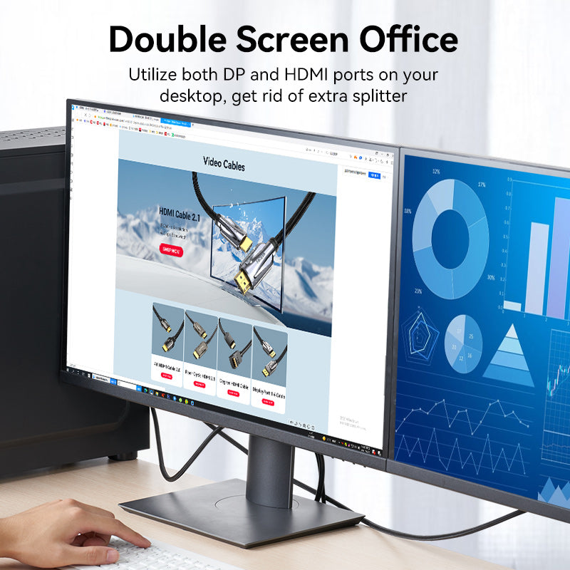 Vention cotton Braided 4K DP Male to HDMI-A Male HD Cable