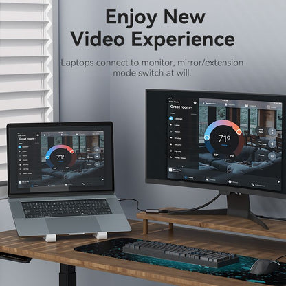 USB-C + USB-A to HDMI Adapter 0.15M Gray Aluminium Alloy Type