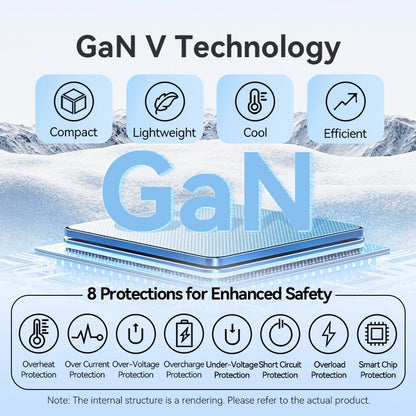 <tc>Vention</tc> 三端口 USB (C + A + A) GaN 通用旅行适配器 (65W/60W/5W)，内置 USB-C 数据线，黑色