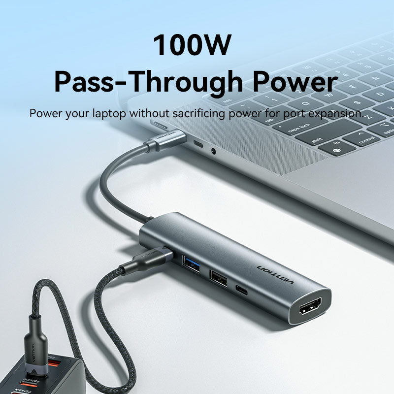 Vention USB-C to HDMI + USB 3.0 + USB 2.0 + USB 2.0 Type-C + PD Docking Station
