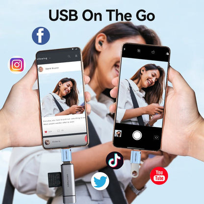 USB 3.1 Type-C Male to USB Female OTG Adapter with Lanyard Gray Aluminum Alloy Type