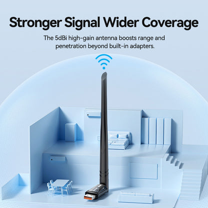Vention AX900 USB Wi-Fi Dual Band Adapter With High Gain Antenna Black