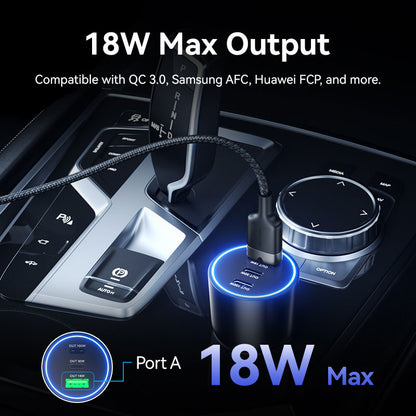 <tc>Vention</tc> Chargeur de voiture à trois ports USB C+C+A (100 W + 30 W + 18 W) en ABS noir