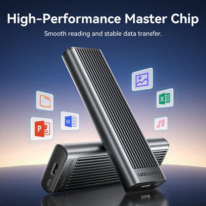 <tc>Vention</tc> M.2 NVMe &amp; SATA SSD 硬盘盒 (USB 3.2 Gen 2-C) 带散热片 灰色铝合金材质