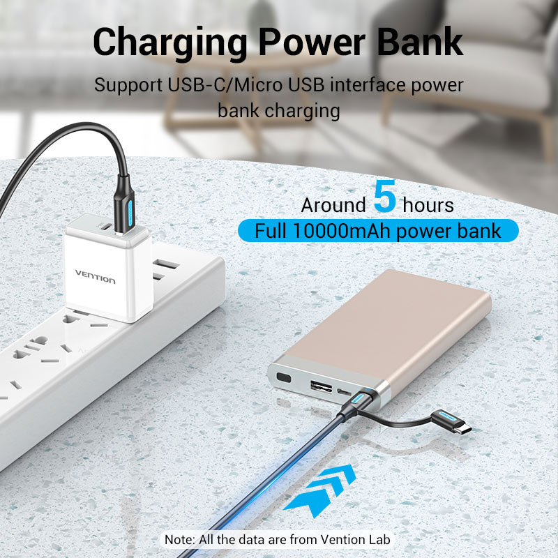 Vention USB 2.0 A Male to 2-in-1 Micro-B&USB-C Male 3A Cable