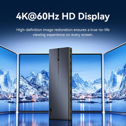 Vention 1-In &  8 Çıkışlı HDMI™ Dağıtıcı 4K@60Hz Black Alüminyum Alaşım Tipi AB Standardı