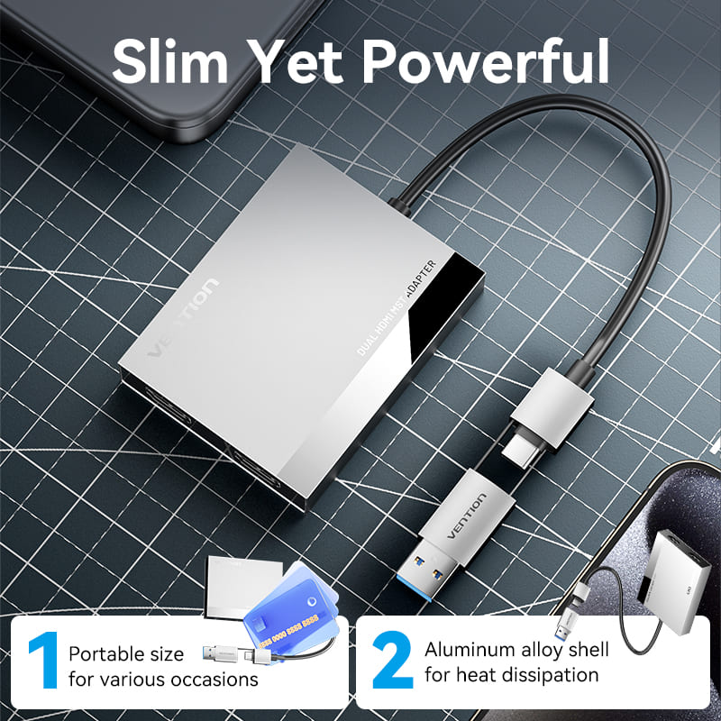 USB-C/USB-A to Dual HDMI MST Adapter