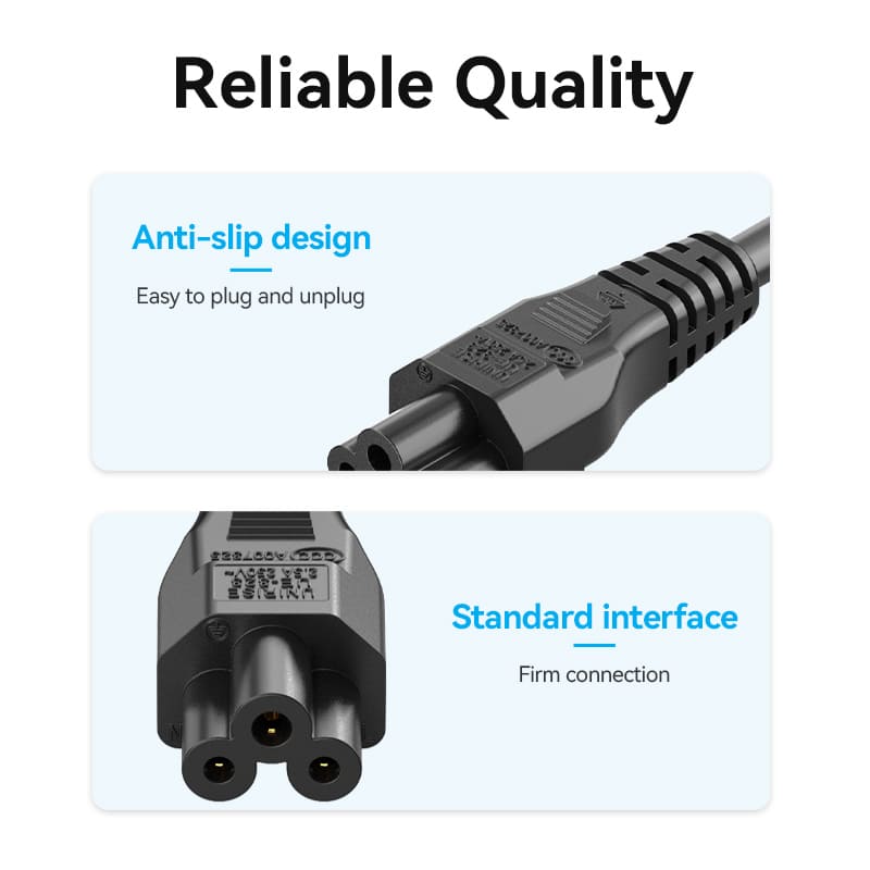 3-Prong Power Cord 1.8M C5 Connector EU Plug