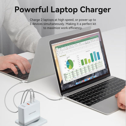 <tc>Vention</tc> Chargeur GaN USB 3 ports (C+C+A) (100 W/100 W/30 W) prise UE