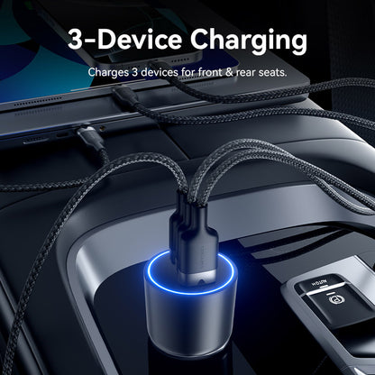 <tc>Vention</tc> Chargeur de voiture à trois ports USB C+C+A (100 W + 30 W + 18 W) en ABS noir