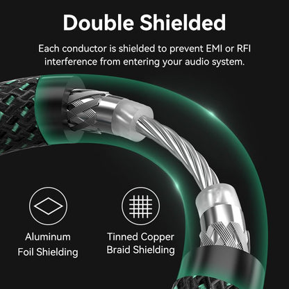 Vention Cotton Braided RCA Male to Male Coaxial Audio Cable 0.5/1/1.5/2/3/5/8/10M Green Copper Type