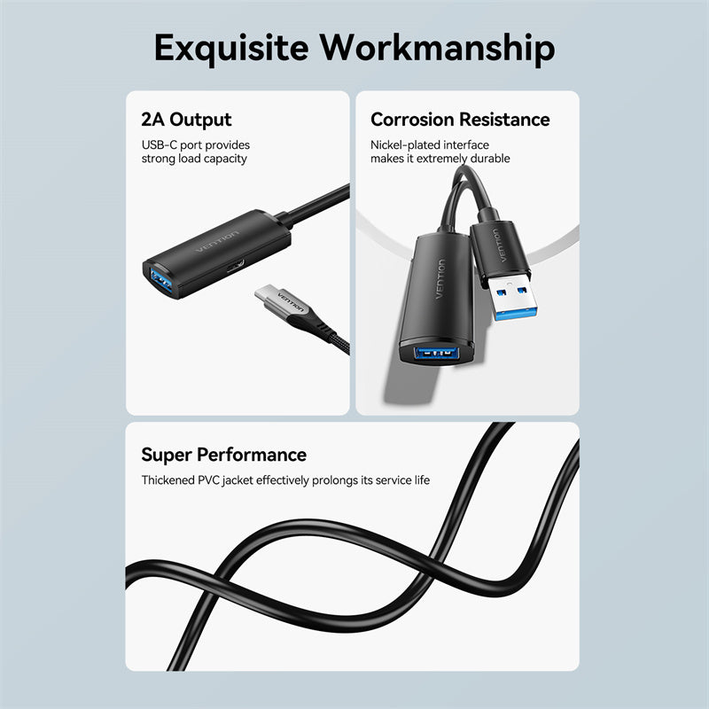 USB 3.0 Type-A Male to Type-A Female Active Extension Cable