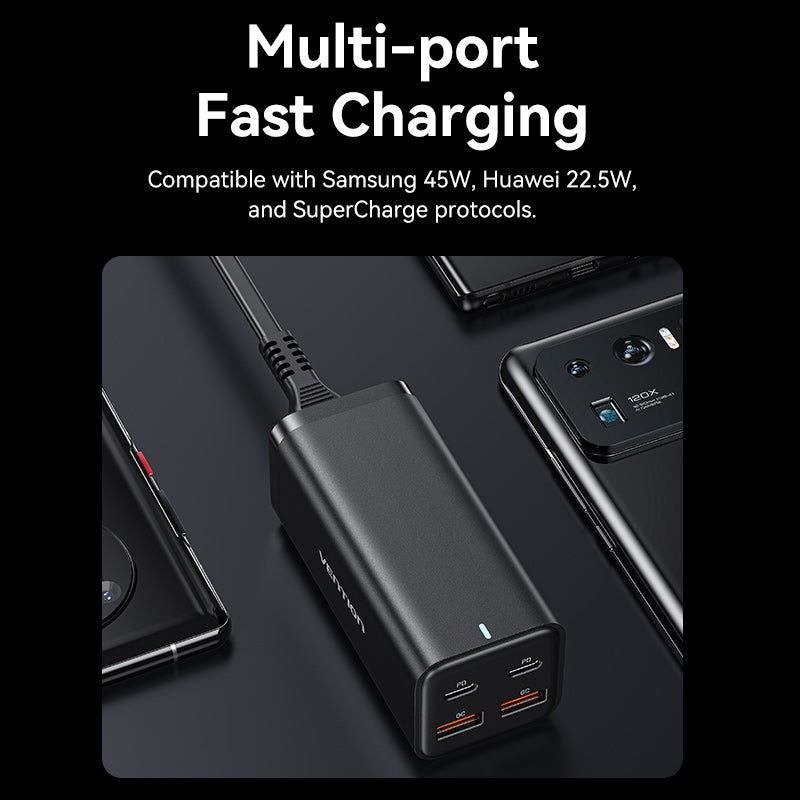 4-Port USB (C + C + A + A) GaN Charger (100W/100W/18W/18W) EU/US/UK Plug White