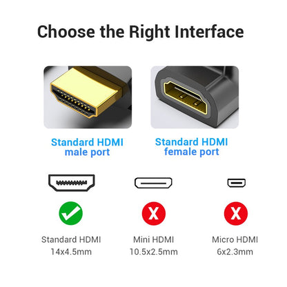 HDMI 90 Degree Male to Female Adapter Black