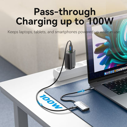 USB-C to HDMI/VGA/USB 3.0/PD Docking Station 0.15M Gray Aluminum Alloy Type