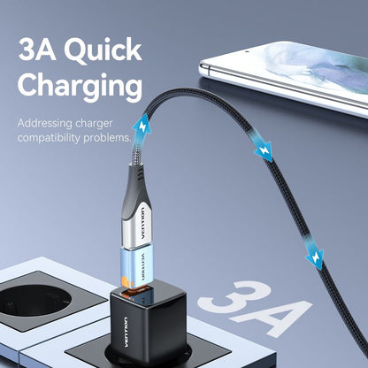 USB 3.1 Type-C Male to USB Female OTG Adapter with Lanyard Gray Aluminum Alloy Type