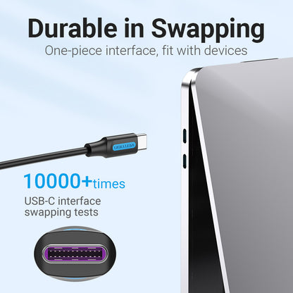 Vention USB 2.0 C Erkek - C Erkek 5A Kablo Siyah PVC Tip