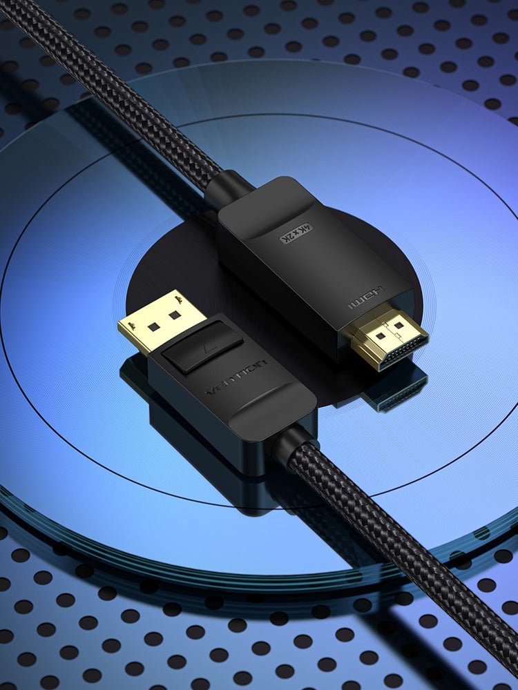 Vention cotton Braided 4K DP Male to HDMI-A Male HD Cable