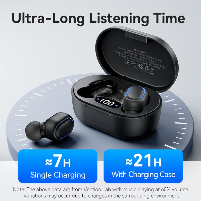 True Wireless Bluetooth Earbuds Tiny T15 Black