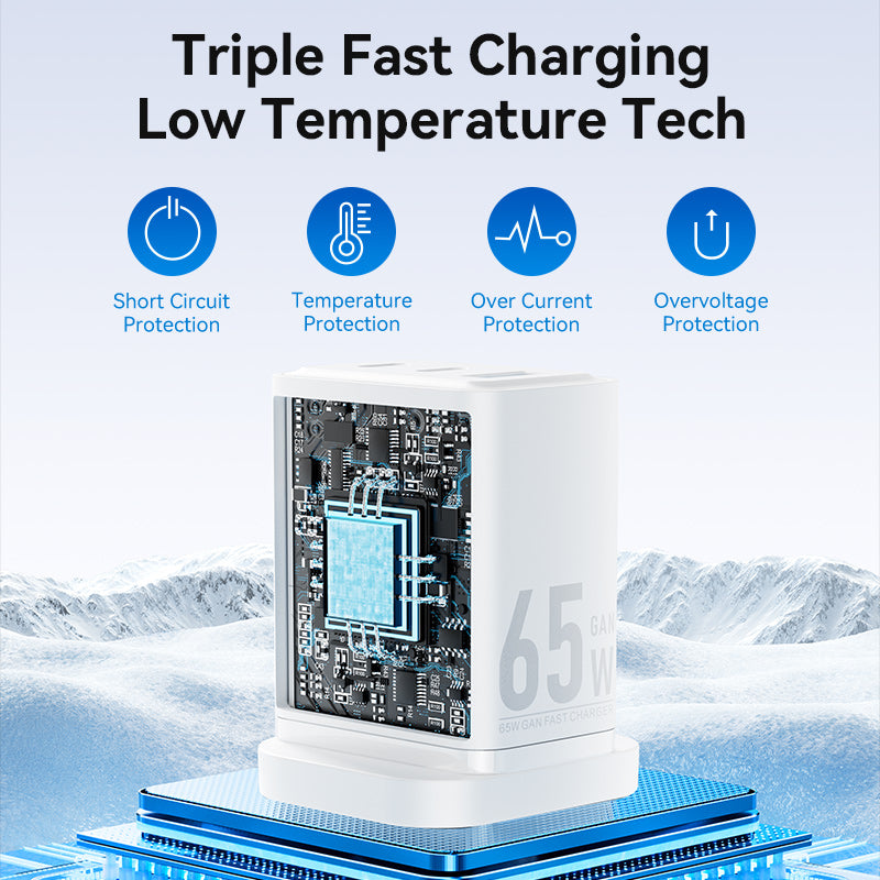 3-Port USB (C + C + A) GaN Charger (65W/65W/60W) UK-Plug