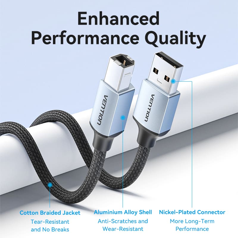 Cotton Braided USB 2.0 A Male to B Male Printer Cable