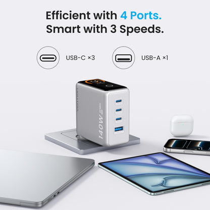 140W 4-Port GaN5.0 Charger with Smart Display