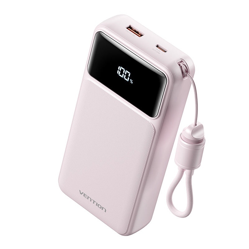 Vention 20000mAh Power Bank (USB-C + USB-A) with Built-in Cable 22.5W