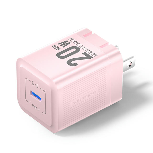 Vention 1-Port USB-C GaN Charger (20W) US-Plug Black