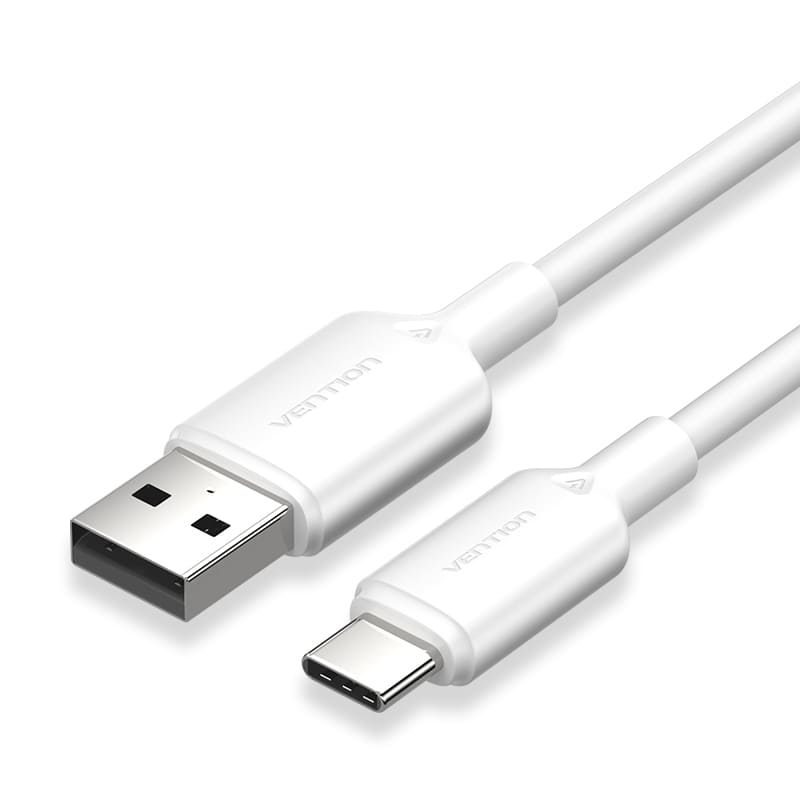 Кабель USB 2.0 A «папа-C» 3A, 1 м, белый, тип ПВХ