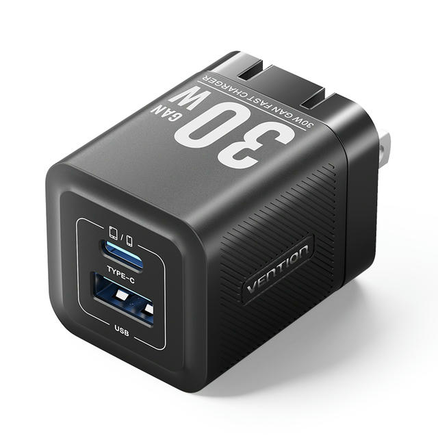 Vention 2-Port USB (C + A) GaN Charger (30W/30W) US Plug