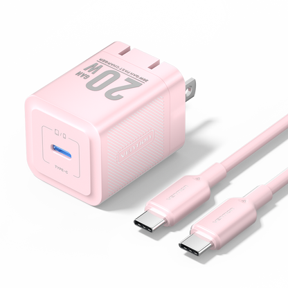 Vention 1-Port USB-C GaN Charger (20W) with USB-C to USB-C Cable (1M) US Plug