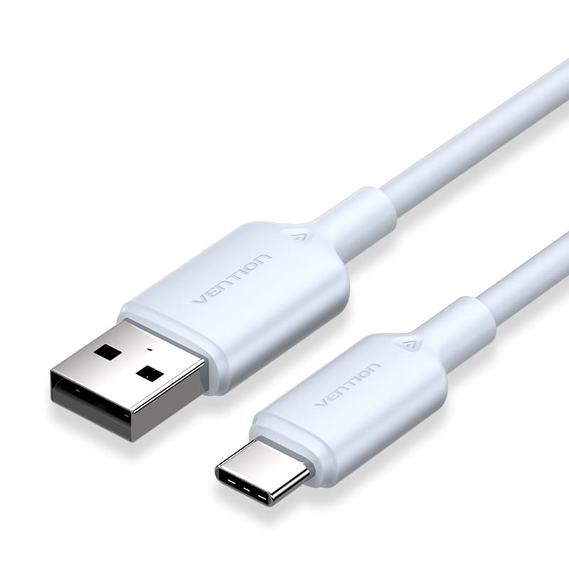 Кабель USB 2.0 A «папа-C» 3A, 1 м, белый, тип ПВХ