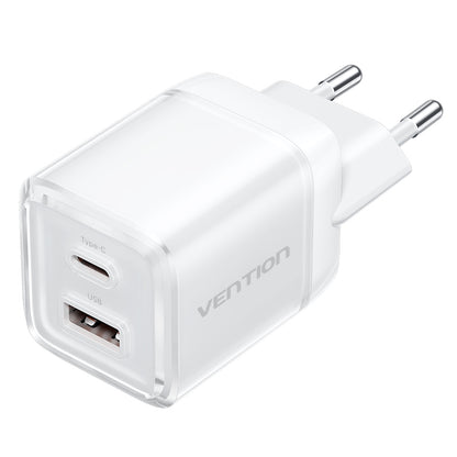 Vention 2-Port USB (C + A) GaN Charger (30W/30W) EU-Plug