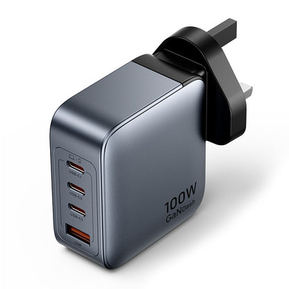 <tc>Vention</tc> Charger GaN 4 Port USB (C + C + C + A) (100W/100W/30W/30W) Colokan Inggris Warna Abu-abu