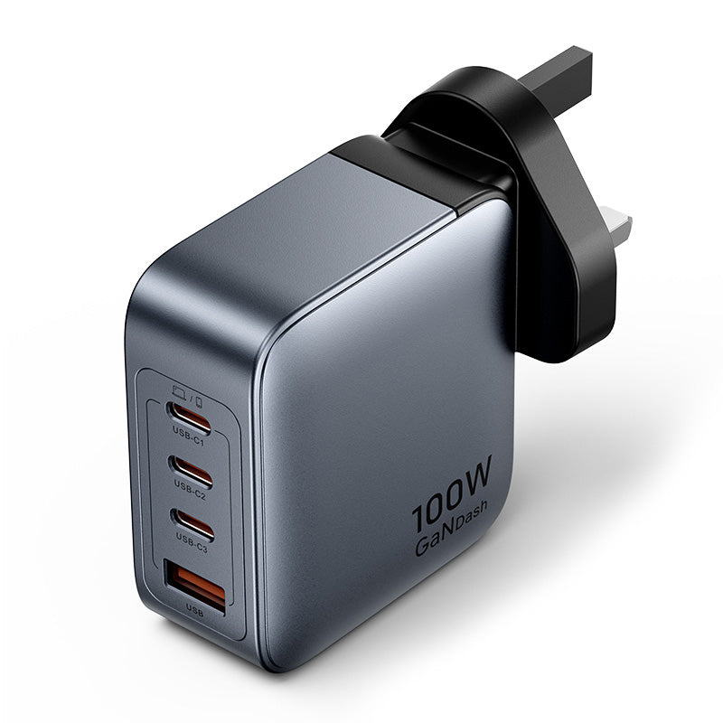 VENTION 4-PORT USB (C + C + C + A) Charger GaN (100W / 100W / 30W / 30W) Gray-Plug UK-Plug