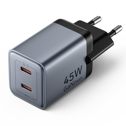 <tc>Vention</tc> Charger GaN USB (C + C) 2 Port (45W/45W) Steker EU Abu-abu