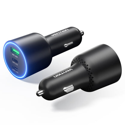 <tc>Vention</tc> Chargeur de voiture à trois ports USB C+C+A (100 W + 30 W + 18 W) en ABS noir