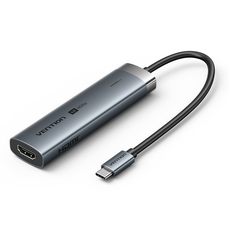 Station d'accueil USB-C vers HDMI/USB 3.0*3/USB 3.2 Gen 1 type-c/PD 0.15M, Type en alliage d'aluminium gris