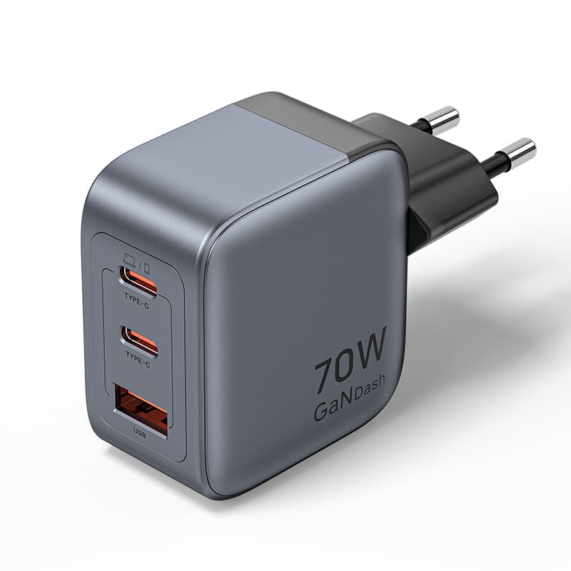 Vention 3-порт USB (C+C+A) Gan Charger (70W/70W/22,5W) EU-Plug