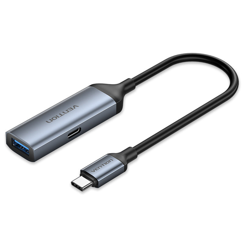 Vention USB-C Male to USB-A Female/PD Power Supply Adapter 0.15M Gray Aluminum Alloy Type