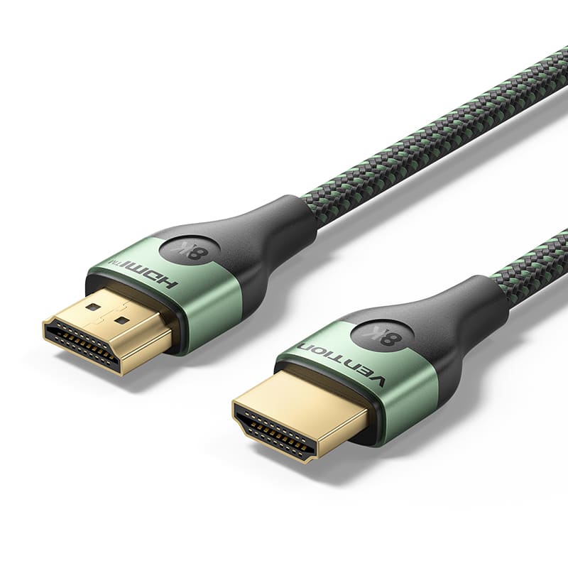 Cotton Braided Ultra Thin HDMI-A Male to Male HD Cable 8K Green Aluminum Alloy Type